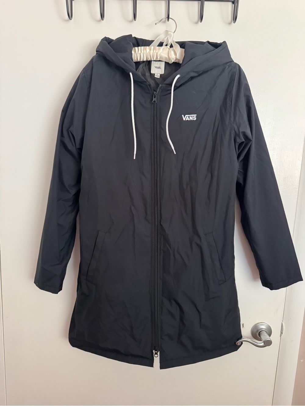 Vans Women's Black Hooded Long Trench Coat